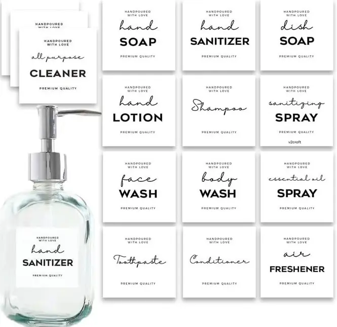 Hand Sanitizer Waterproof Labels